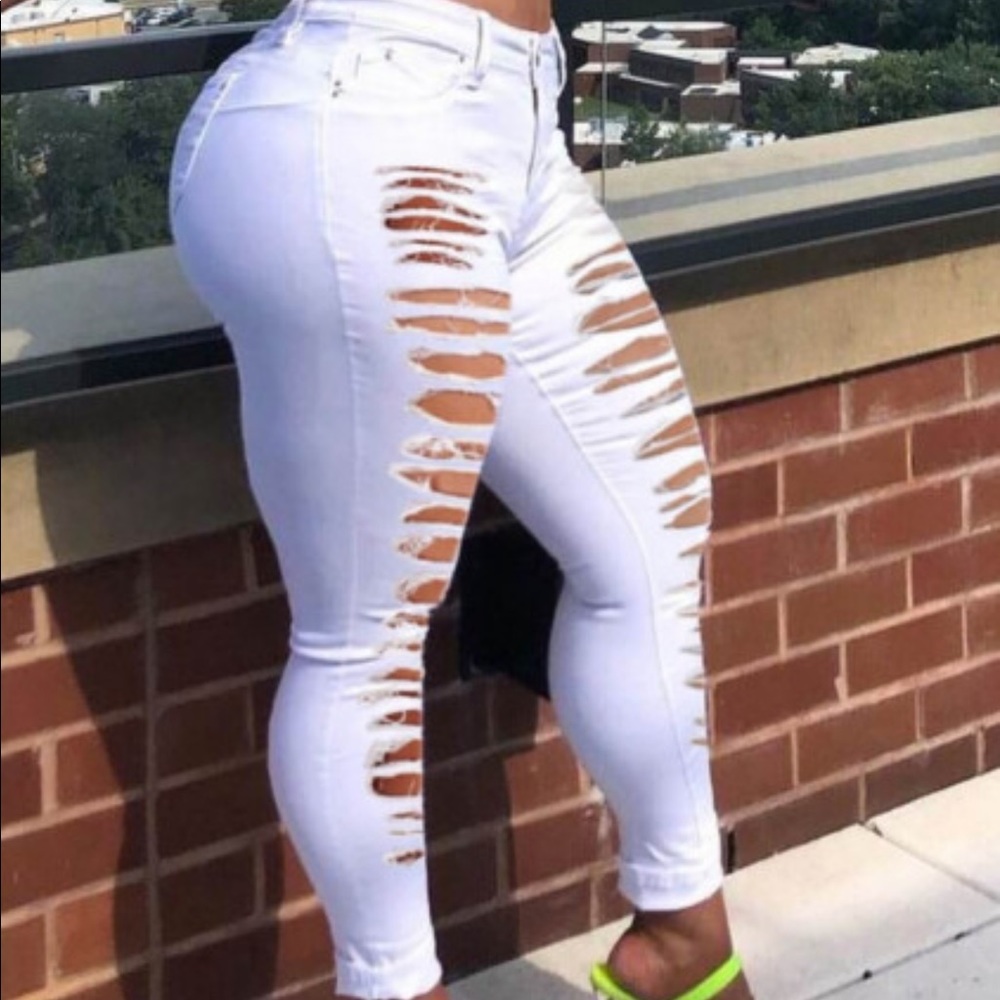 White ripped skinny jeans